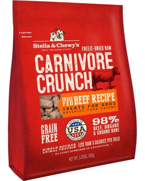 Stella & Chewy's Carnivore Crunch Grass-Fed Beef Recipe Freeze-Dried Raw Dog Treats