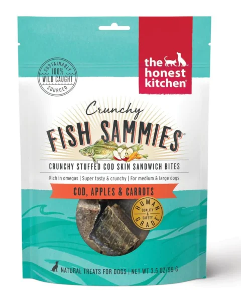 The Honest Kitchen Crunchy Fish Sammies Cod Stuffed with Carrots & Apples Natural Treats