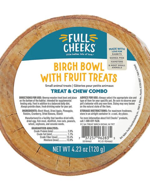 Full Cheeks Small Pet Birch Bowl with Fruit Treats